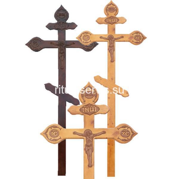 Крест на могилу "Фигурный с декором" сосна